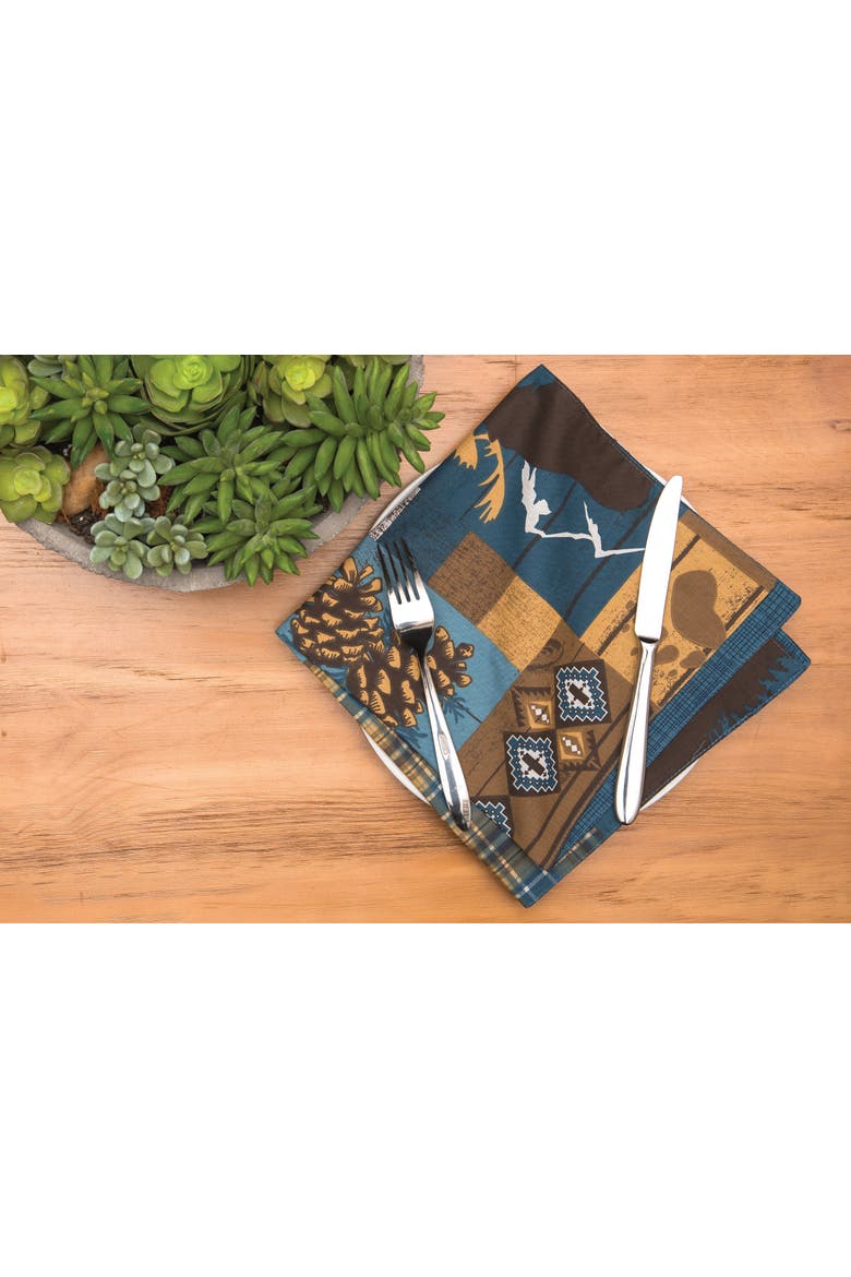 Timber Trails Sky 100% Cotton Set of 6 Cloth Napkins, Alternate, color, Blue