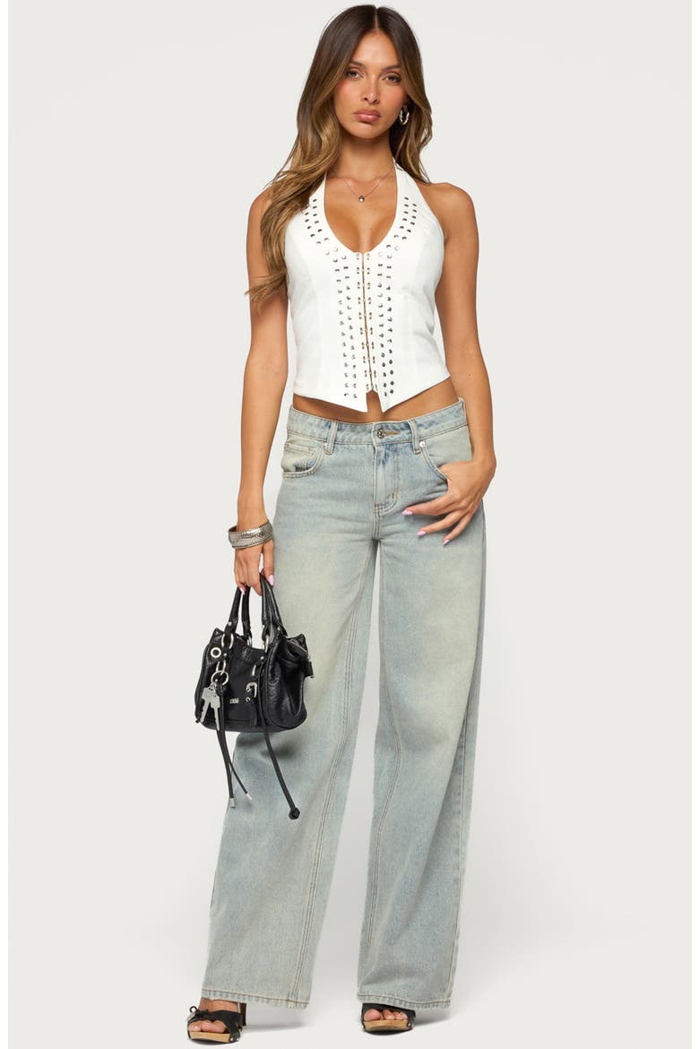 Biri Studded Halter Top, Alternate, color, WHITE