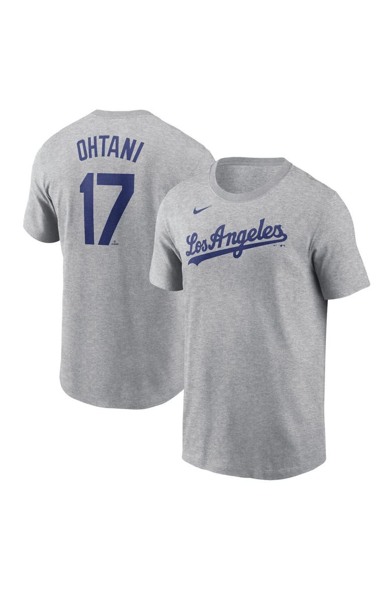 Men's Nike Shohei Ohtani Gray Los Angeles Dodgers 2024 Fuse Name & Number T-Shirt, Main, color, Gray
