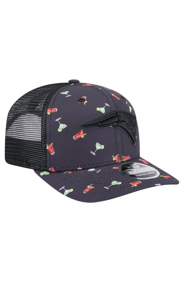 New Era Men's New Era  Navy/Black New England Patriots Adventure Drinks Pattern 9SEVENTY Stretch-Snap Hat, Alternate, color, Navy