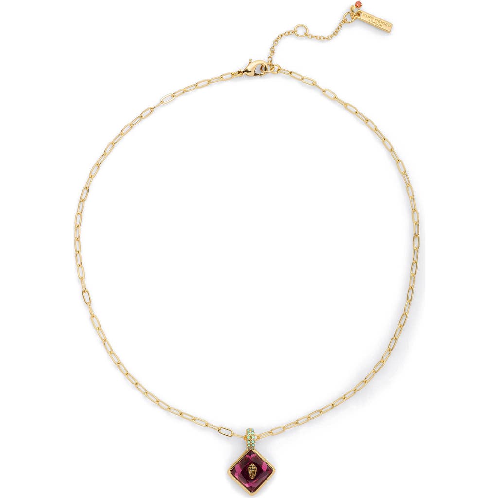 Kurt Geiger London Square Stone Eagle Pendant Necklace In Gold