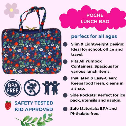Yumbox Poche Insulated Lunch Bag Sleeve Slim, Lightweight, And Portable With Handles & Pockets For B