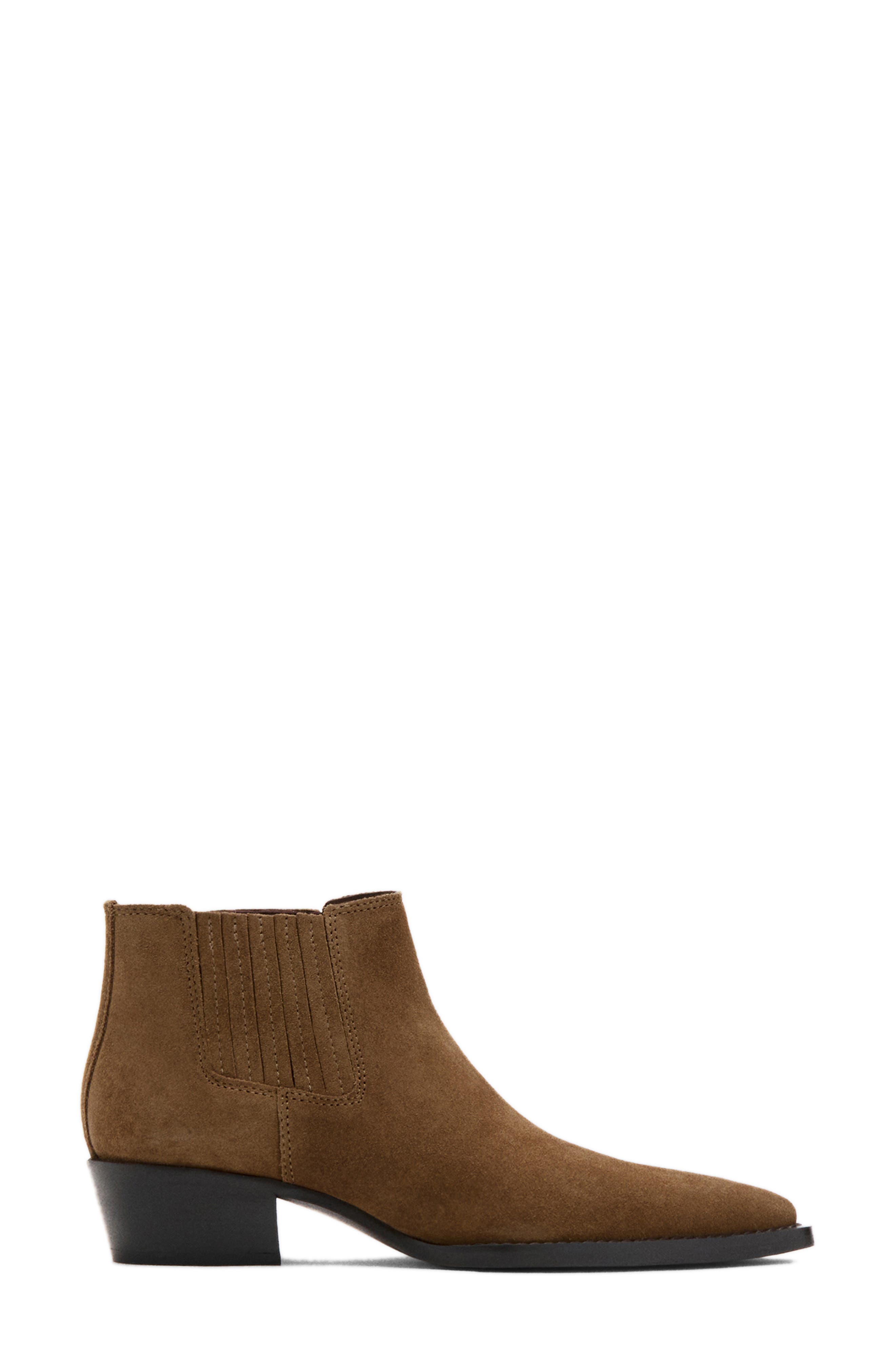 MANGO Block Heel Chelsea Boot, Alternate, color, Tobacco Brown