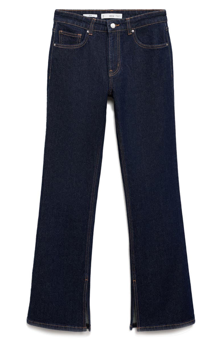 MANGO Elle Split Hem Flare Leg Jeans, Alternate, color, Dark Blue