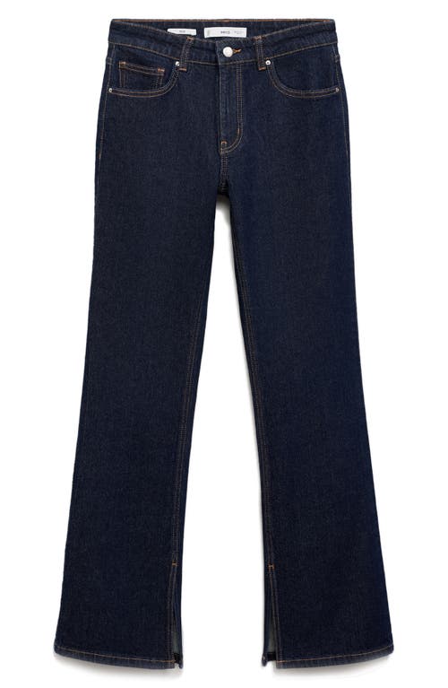 Shop Mango Elle Split Hem Flare Leg Jeans In Dark Blue