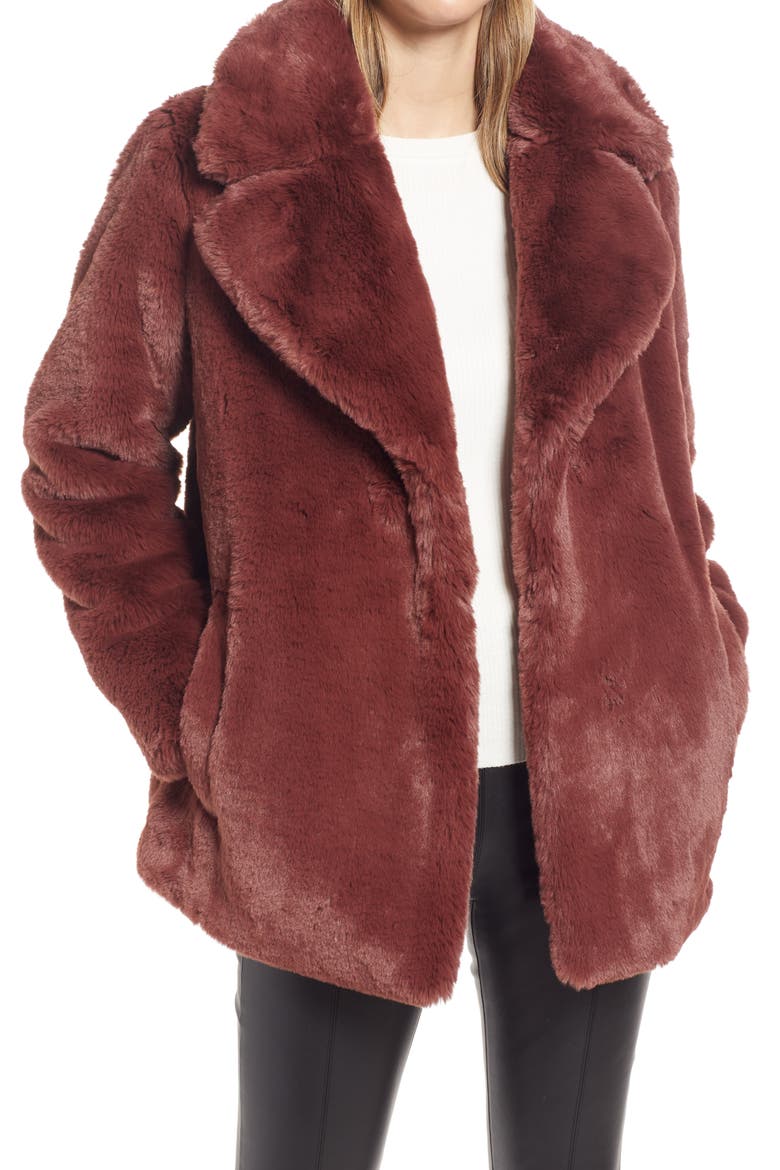 Women's Faux Fur Teddy Coat, Main, color, BROWN SABLE