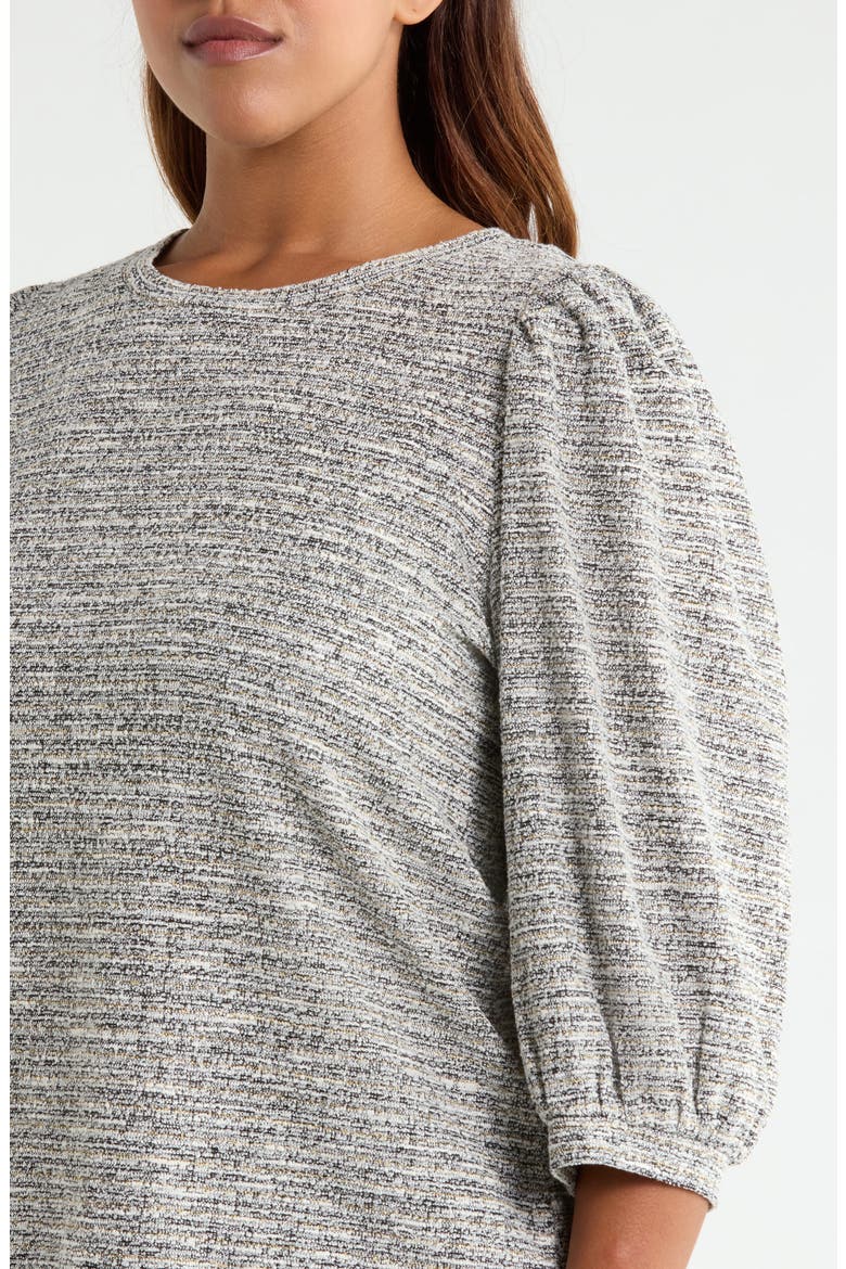 Balloon Sleeve Boucle Knit Top, Alternate, color, ANNE BLACK/ WHITE DOVE