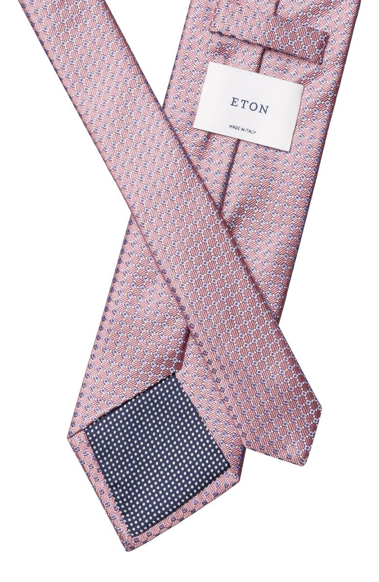 Eton Neat Geometric Silk Tie, Alternate, color, Medium Pink