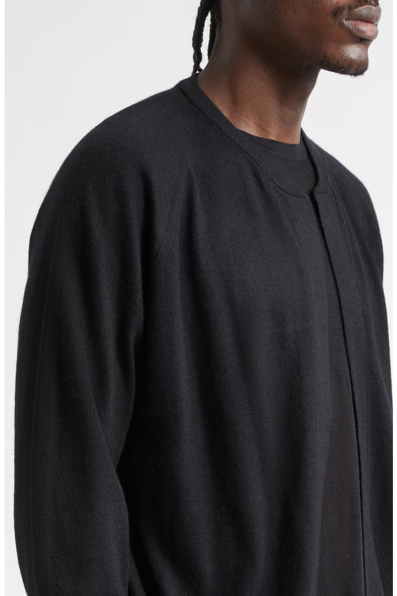 Cashmere Bomber Cardigan, Alternate, color, BLACK
