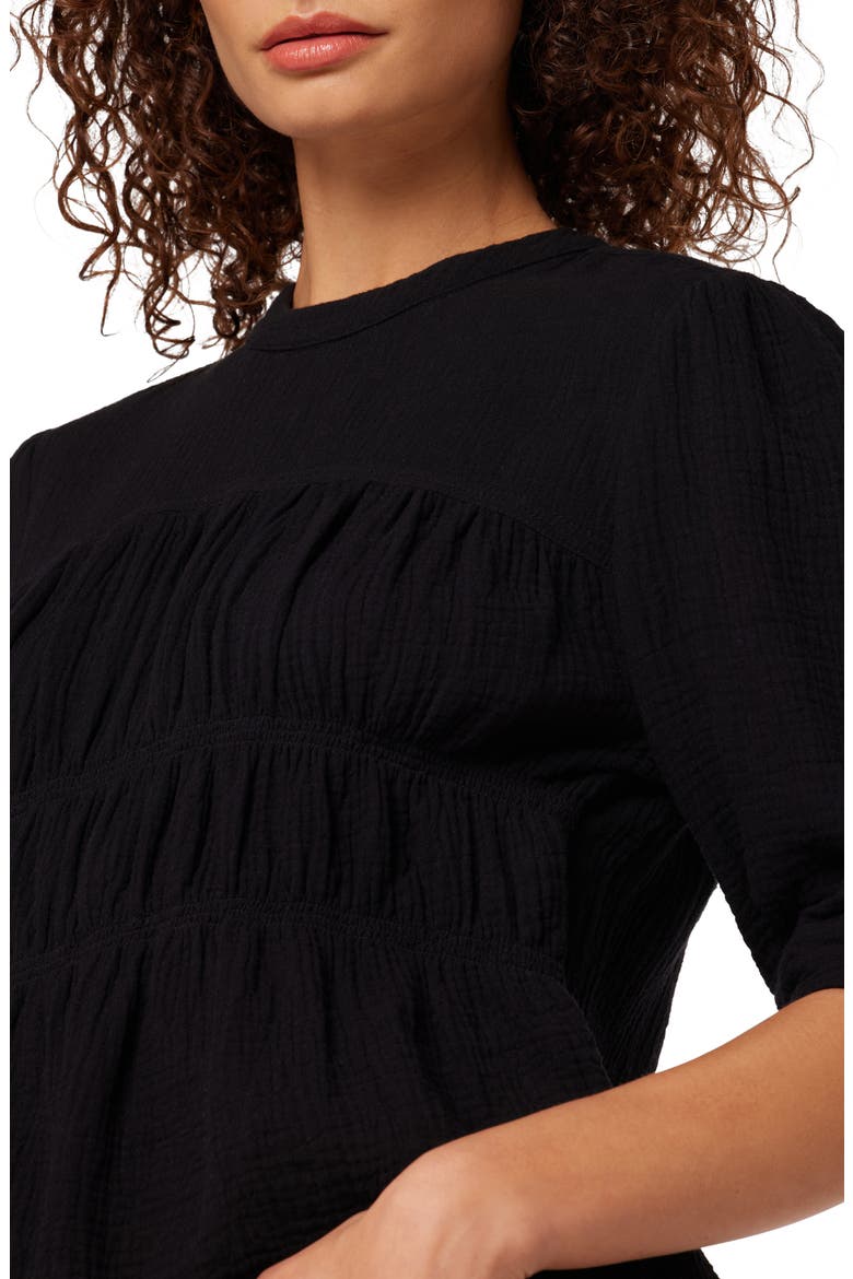 Shira Puff Sleeve Cotton Top, Alternate, color, JET BLACK