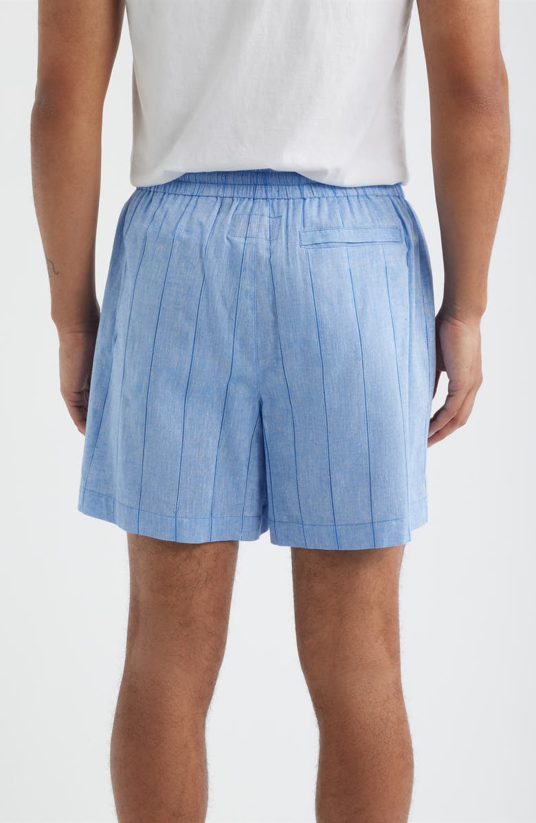 Daniel Buchler Pinstripe Cotton & Linen Pajama Shorts, Alternate, color, Blue