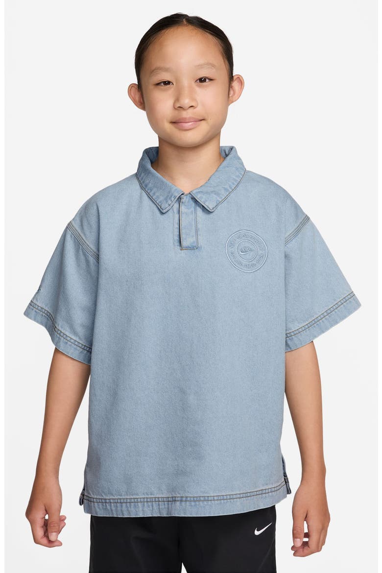 Kids' Short Sleeve Denim Polo, Main, color, 440 LT ARMORY BLUE/ARMORY BLU