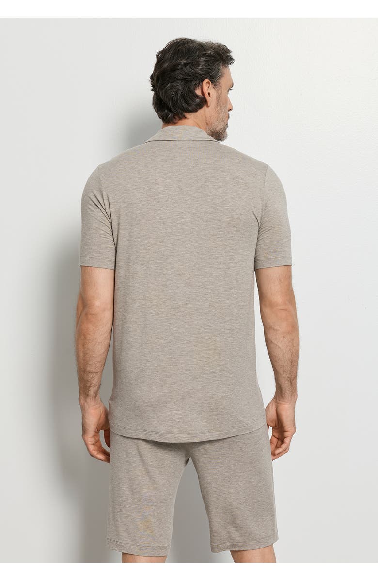 Hanro Casuals Notch Collar Button Front Shirt, Alternate, color, Hazelnut Melange