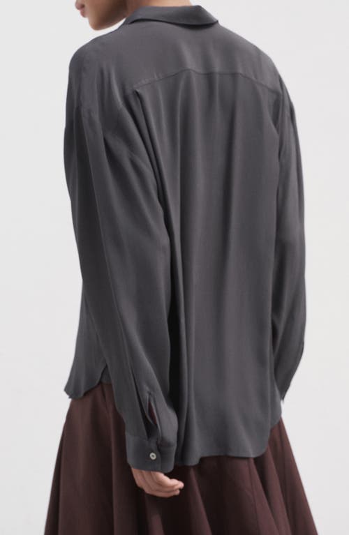 Mango Oversize Flowy Shirt In Gray