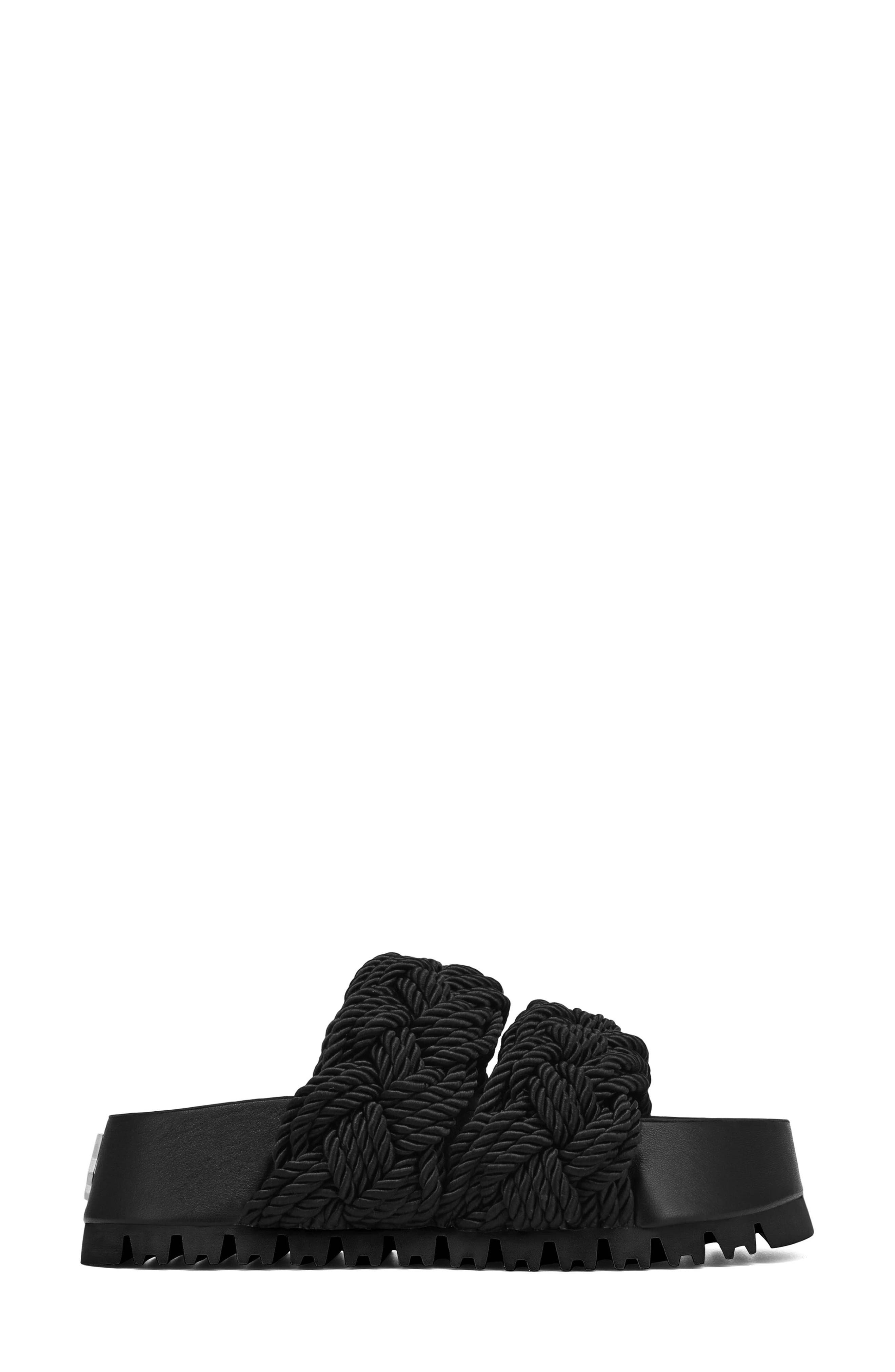 Naked Wolfe Venice Black Rope Braided Platform Slide Sandal, Alternate, color, 