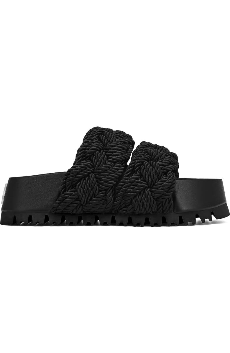 Naked Wolfe Venice Black Rope Braided Platform Slide Sandal, Alternate, color,