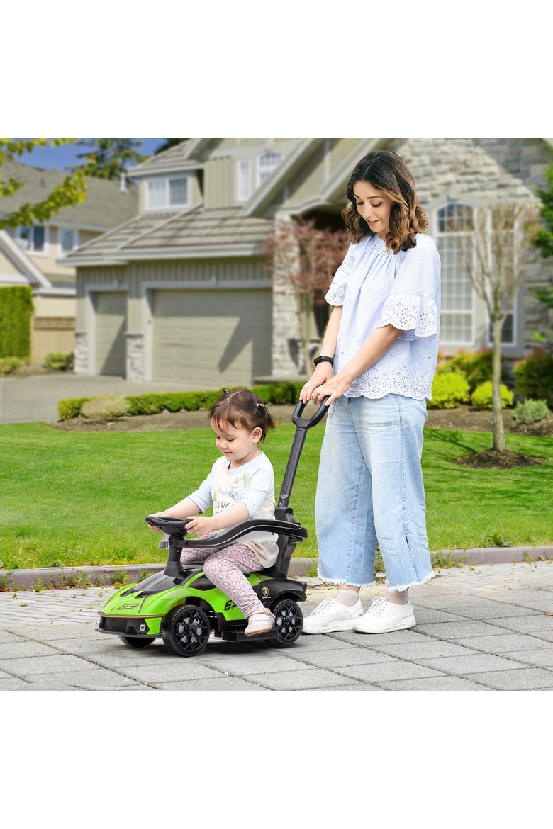 2-in-1 Kids Push Car with Horn, Engine Sound, Steering Wheel, Alternate, color, Green