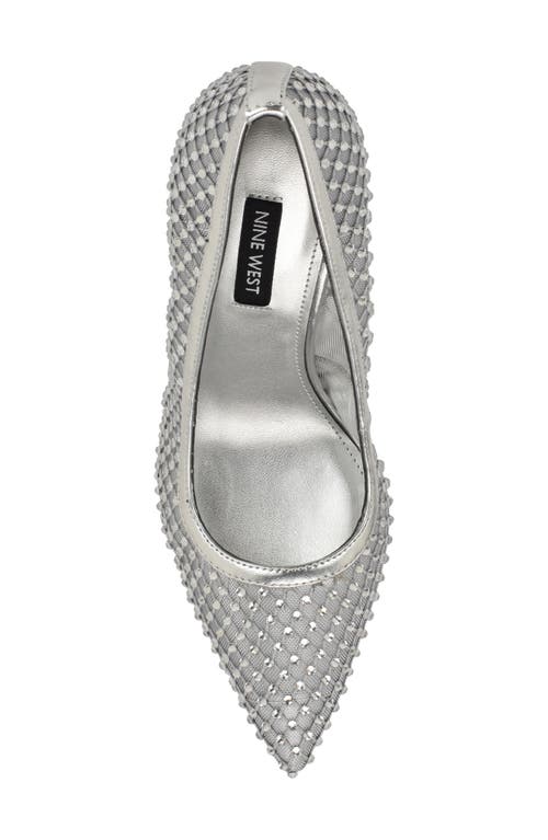 Shop Nine West Freshe Crystal Embellished Pump In Silver