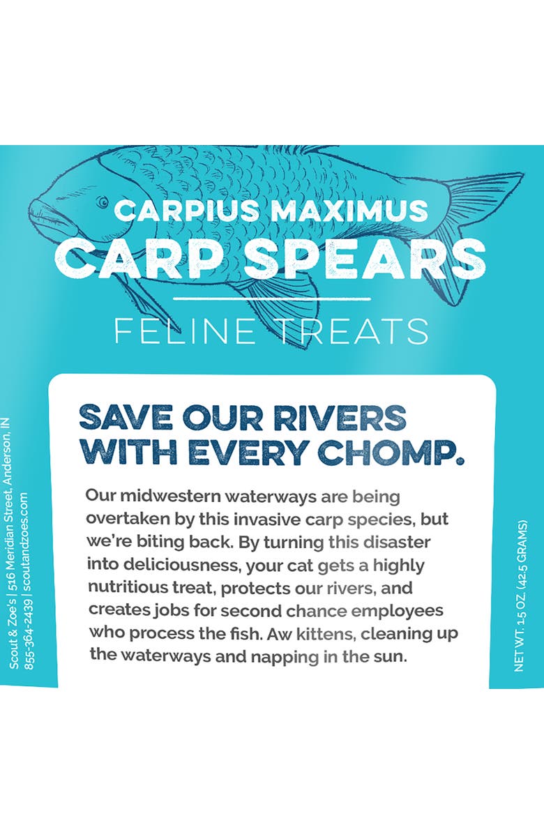Scout & Zoe's Carp Fish Spears, 1.5oz Cat Jerky Treats, Smoked Feline Chews, Alternate, color, Multicolored