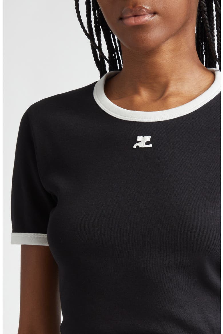 Contrast Trim Logo T-Shirt, Alternate, color, BLACK/HERITAGE WHITE