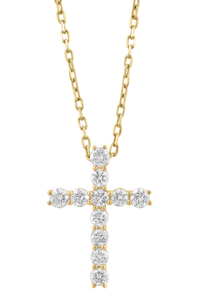 Diamond Cross Pendant Necklace, Alternate, color, GOLD