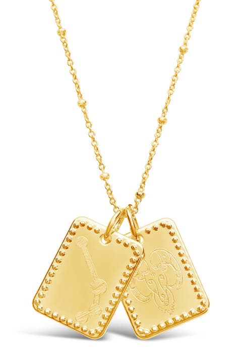 14K Gold Plated Brass Zodiac Tag Necklace - Aries