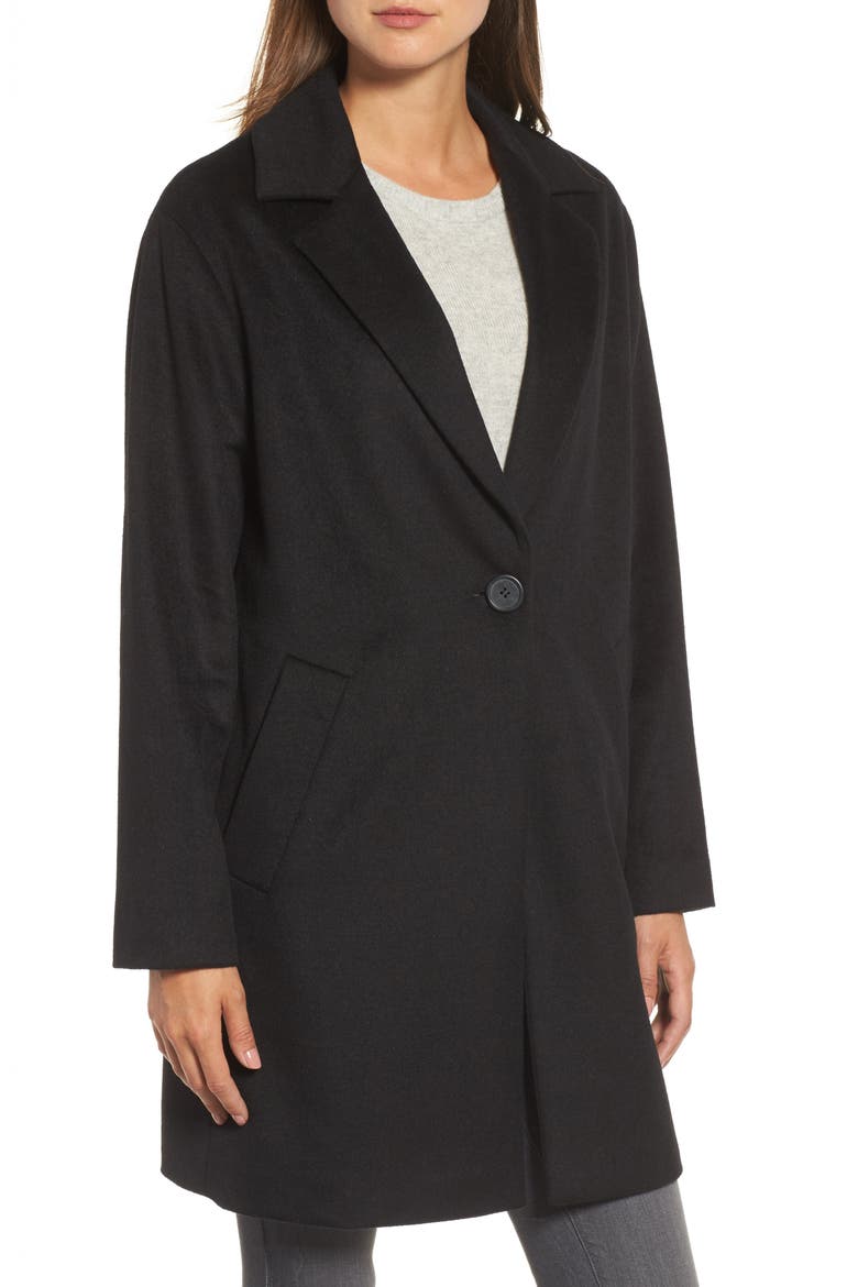 Wool Blend Coat, Alternate, color, BLACK