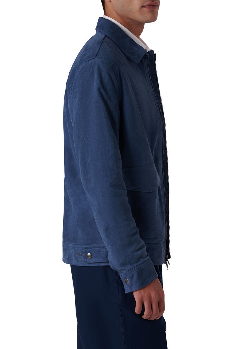 Suede Zip Bomber Jacket, Alternate, color, COBALT