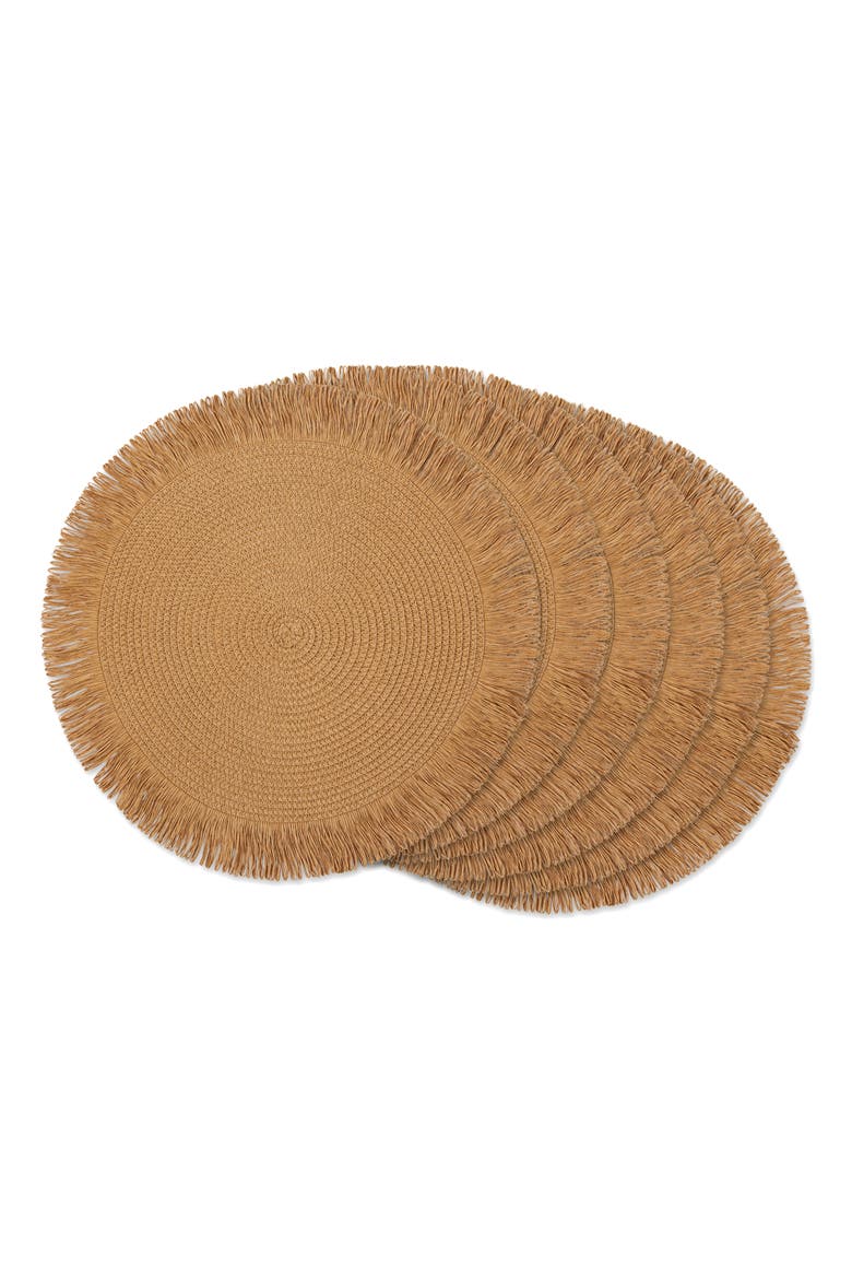 Natural Fringe Woven Round Placemat Set/6, Main, color, Natural