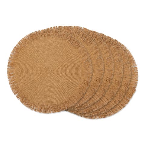 Natural Fringe Woven Round Placemat Set/6