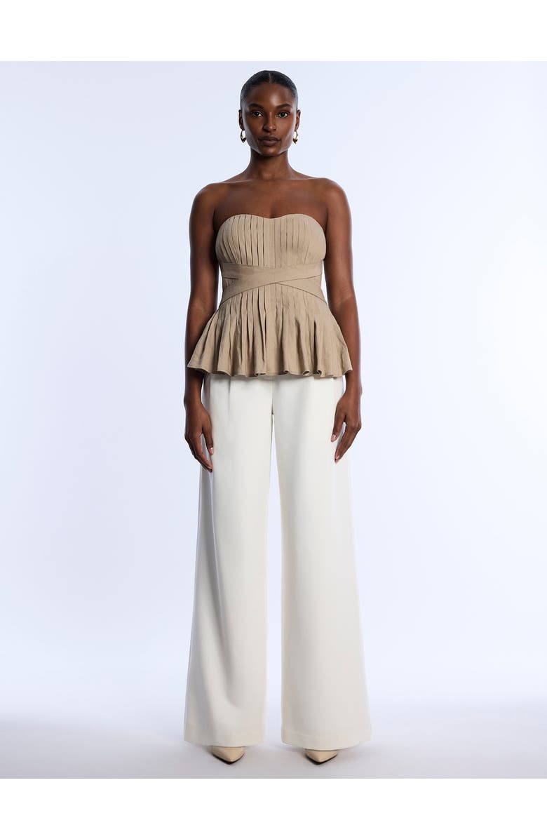 BCBGMAXAZRIA Stretch Linen Top, Alternate, color, Sandstone