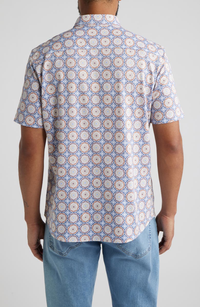 Johnston & Murphy XC Flex Ascend Short Sleeve Button-Up Shirt, Alternate, color, Multi Mosaic