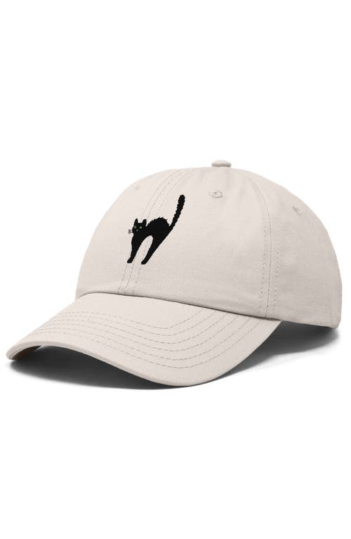 Dalix Black Cat Embroidered Casual Hat In Beige