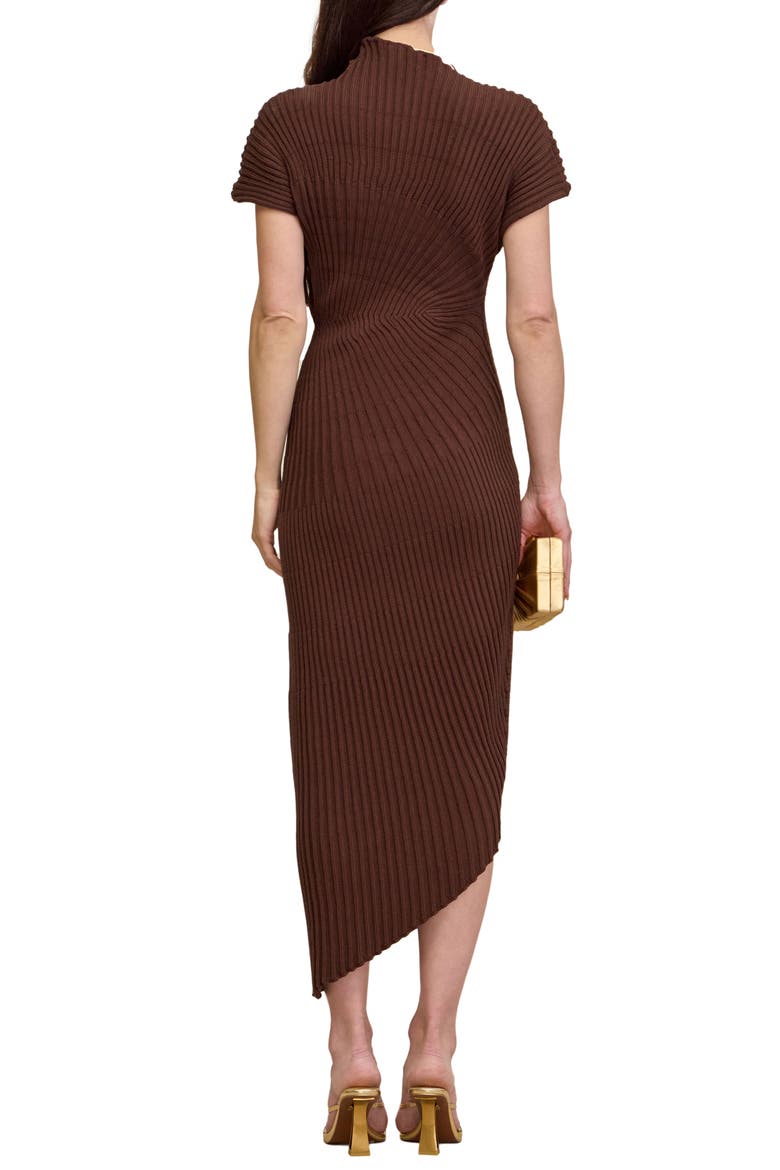 Chrysta Turtleneck Rib Midi Sweater Dress, Alternate, color, JAVA