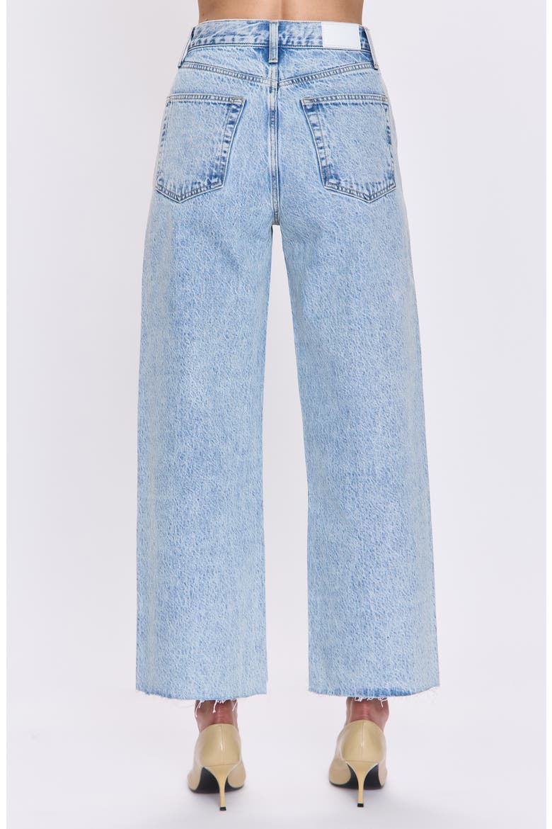 Tate Raw Hem High Waist Ankle Bowed Wide Leg Jeans, Alternate, color, MODENA