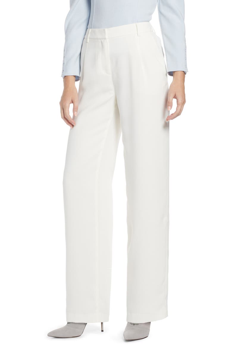 Pleated Wide Leg Trousers (Nordstrom Exclusive), Main, color, IVORY