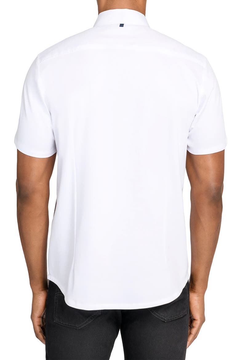 Hudson Reworked Slim Fit Solid Short Sleeve Cotton Button-Up Shirt, Alternate, color, WHITE