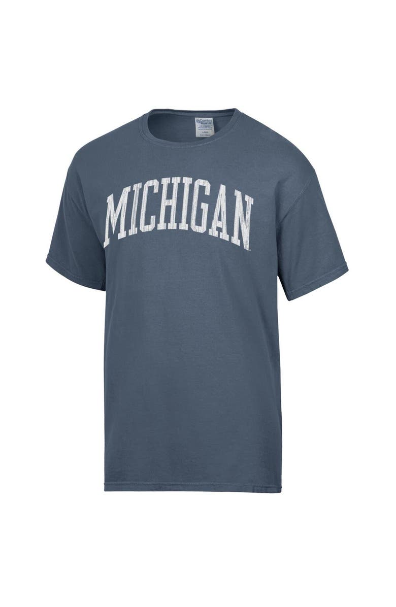 Comfort Wash Men's Comfort Wash  Heather Navy Michigan Wolverines Vintage Arch 2-Hit T-Shirt, Alternate, color, 