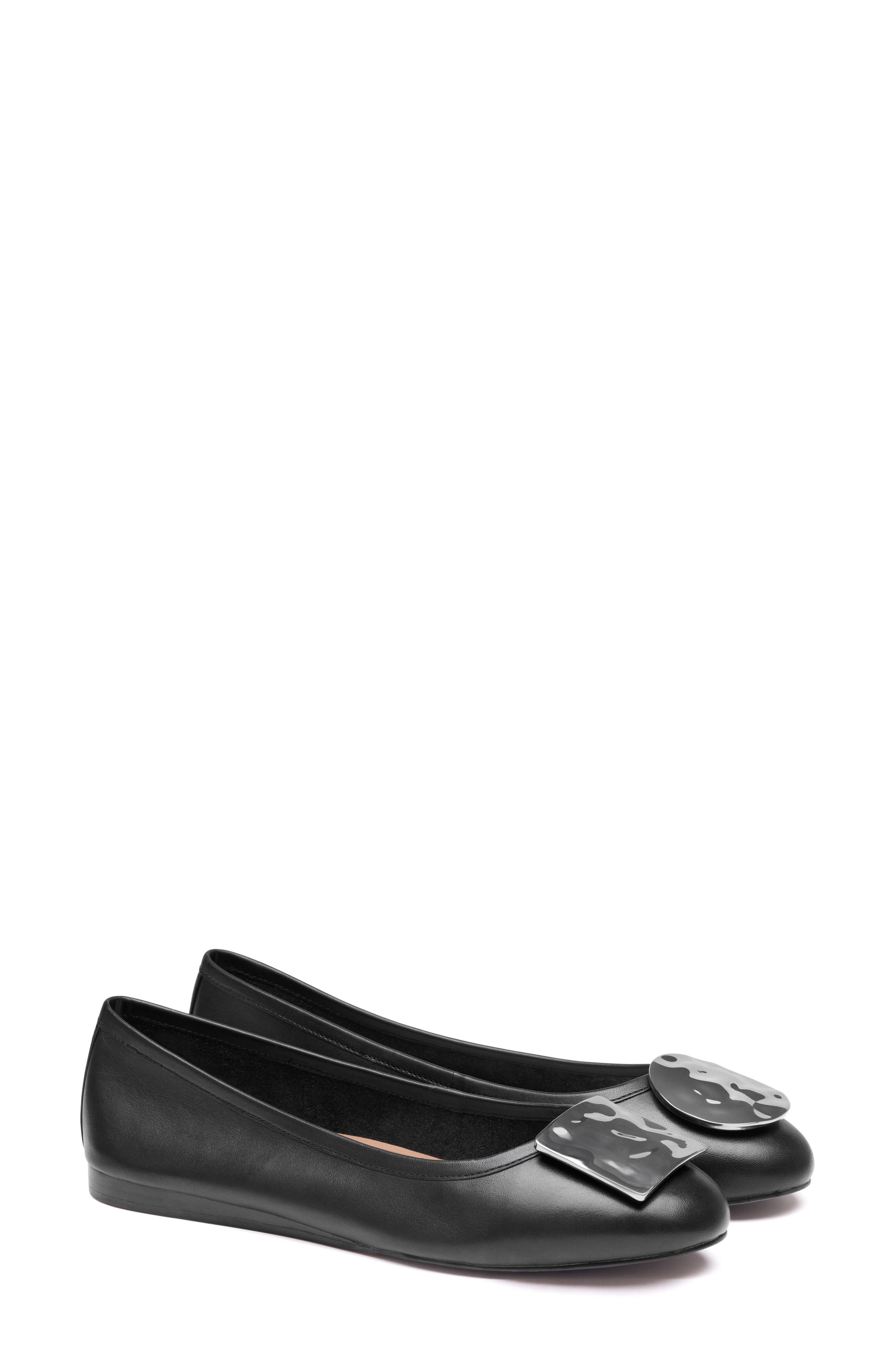 Claire Ornamental Flat, Main, color, BLACK NAPPA LEATHER