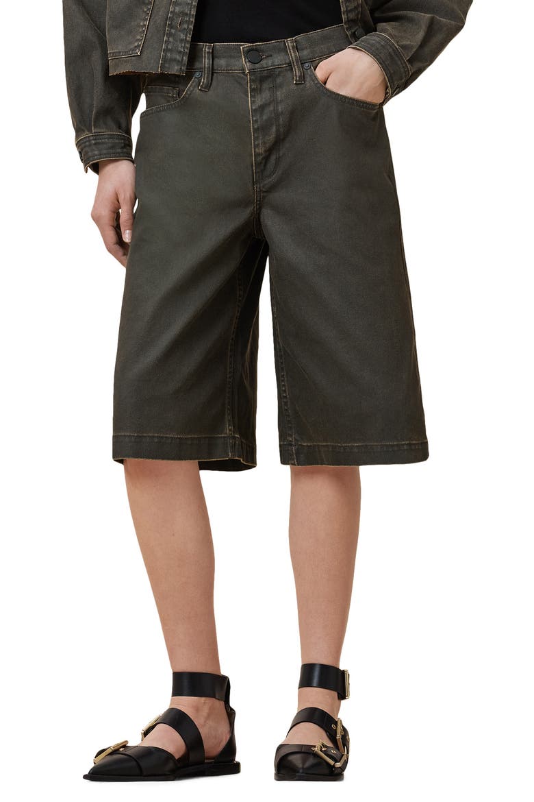 Louie Oversize Denim Shorts, Main, color, GOLDEN BLACK