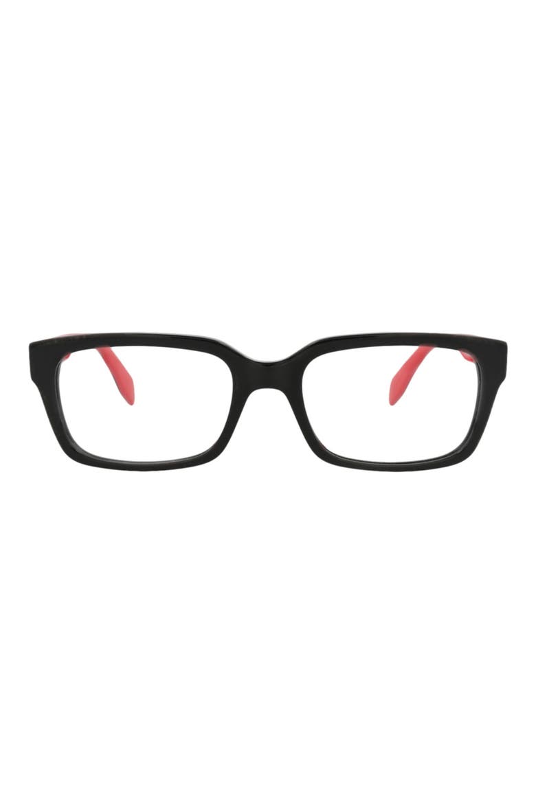 55mm Square Optical Glasses, Main, color, BLACK BLACK TRANSPARENT