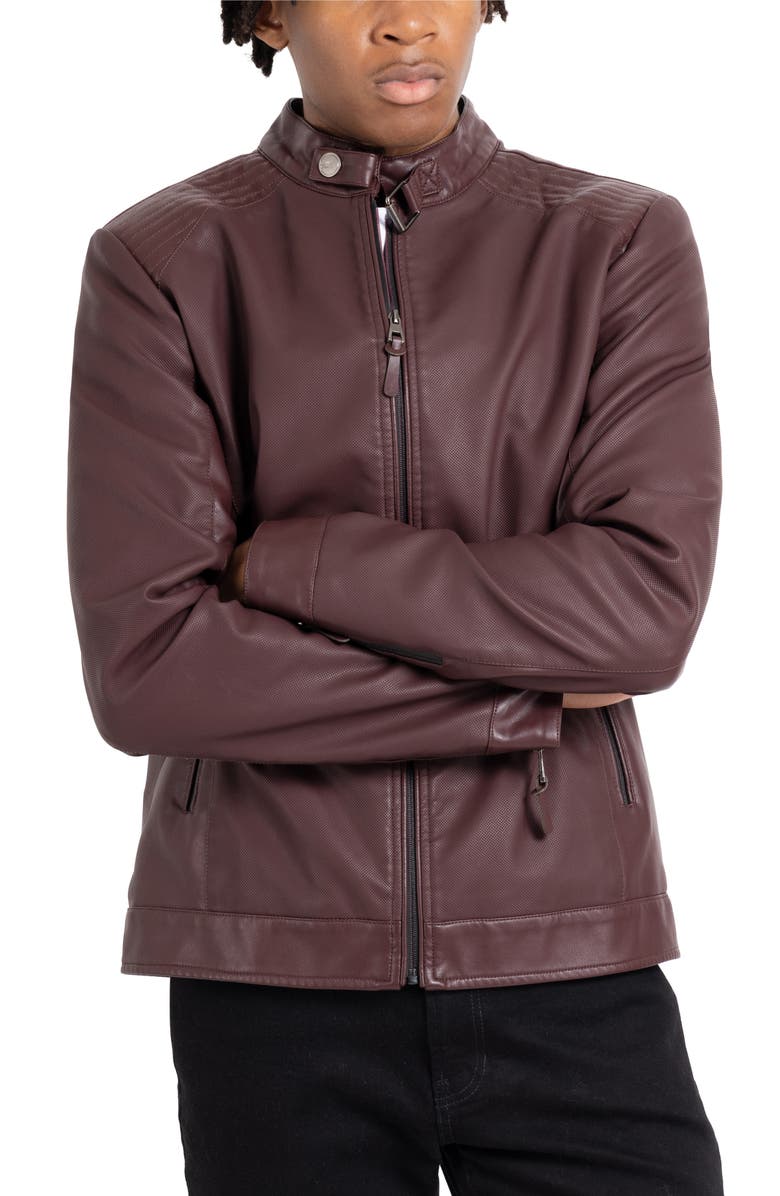 XRAY Faux Leather Racing Jacket, Alternate, color, Burgundy