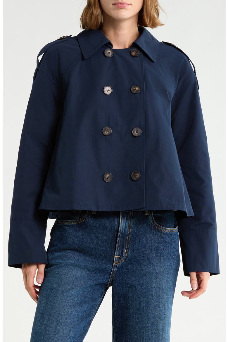 Crop Double Breasted Jacket, Main, color, NAVY STILL