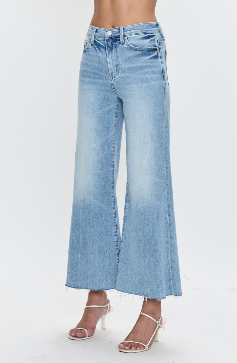 Pistola Izzy High Waist Raw Hem Wide Leg Flare Jeans, Alternate, color, Strive