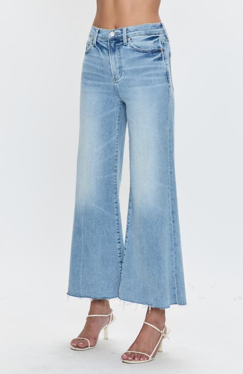 Pistola Izzy High Waist Raw Hem Wide Leg Flare Jeans In Blue