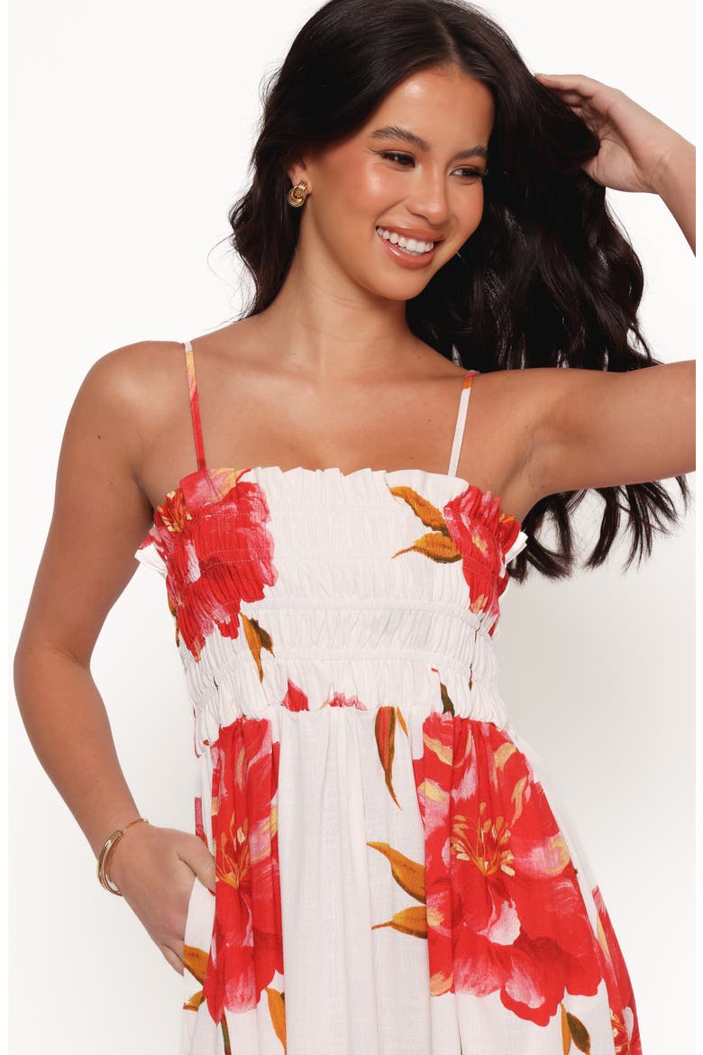 Bridger Floral Print Smocked Tiered Maxi Dress, Alternate, color, SCARLET ROSE