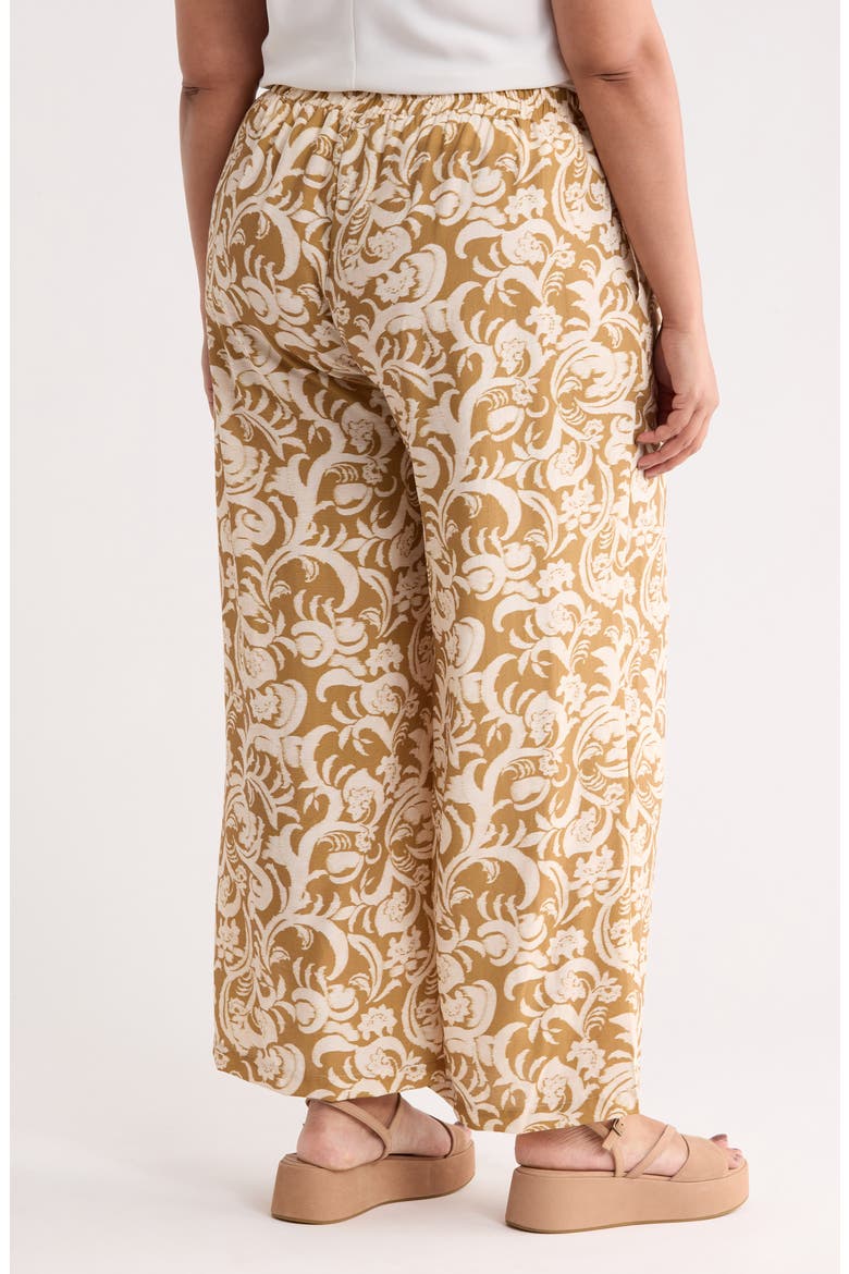 Wide Leg Printed Pants, Alternate, color, CARAMEL/ IVORY FLORAL SWIRL