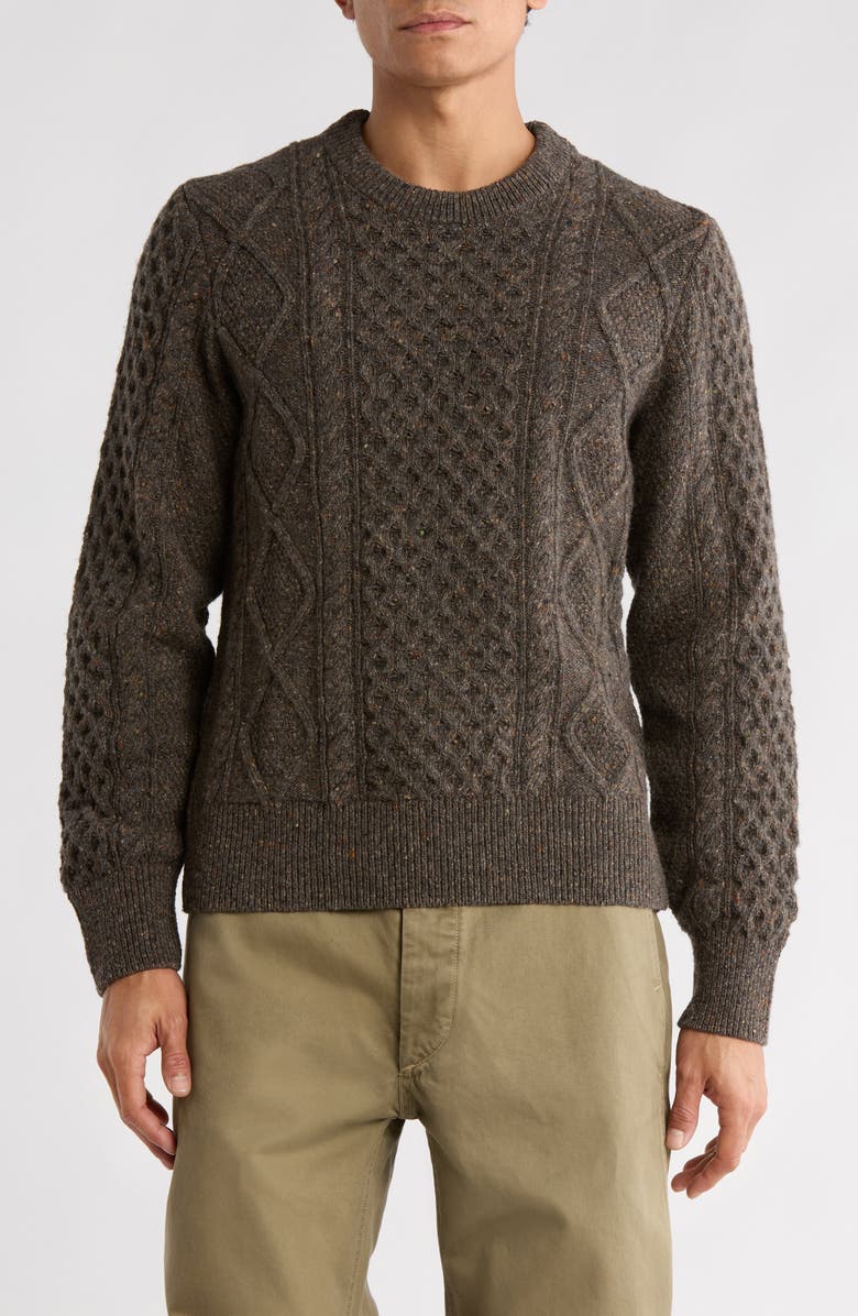 BUCK MASON Donegal Cable Knit Wool Sweater, Main, color,