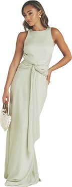 Six Stories Abigail Halter Neck Knot Detail Dress