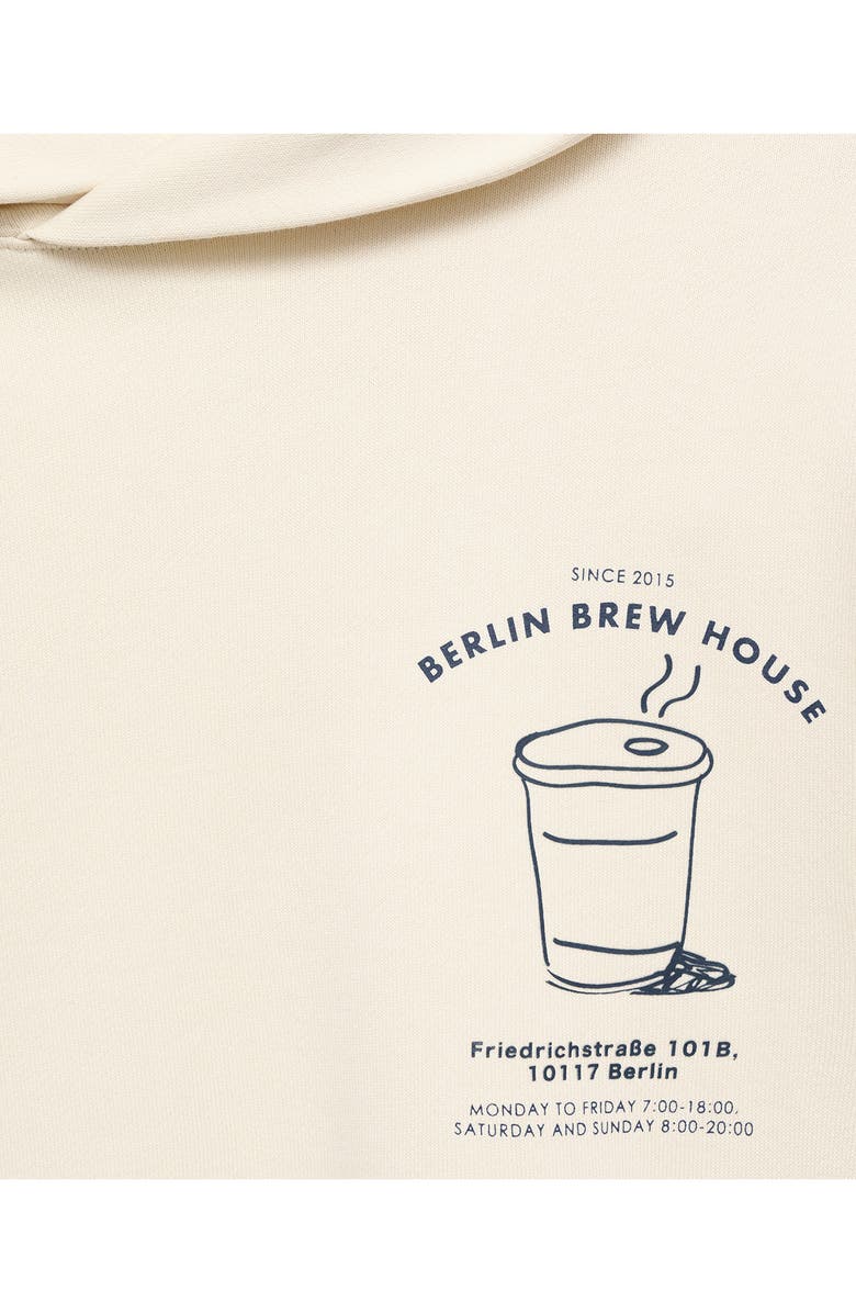 MANGO Graphic Print Hoodie, Alternate, color, Ecru